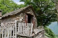 Rustici, traditional stone houses in the mountains at lake Maggiore. Piedmont, Italy. Royalty Free Stock Photo