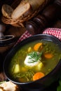 Rustikal Sorrel soup with potatoes and cream