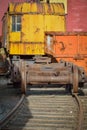 Rusting Rail yard equipment on the tracks