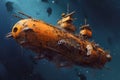 rusting spaceship drifting in the void of space