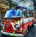 Rustic bus on a beautiful fall day