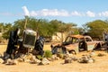 Rusty abandoned car wrecks in desert, Solitaire, Namibia, Africa Royalty Free Stock Photo