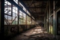 Rusty Abandoned Factory with Broken Windows and Graffiti