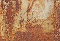 It is a rusty aged metal door of the outdoor rural electric bo