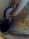 Rusty anchor chain on a ship close-up. Royalty Free Stock Photo