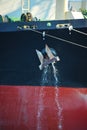 Anchor on ship hull Royalty Free Stock Photo