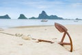 Rusty Anchor perspective on the beach with natural enveronment a