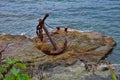 Rusty Anchor On Rock Royalty Free Stock Photo