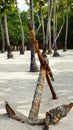 Rusty anchor on sands Royalty Free Stock Photo