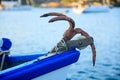 A rusty anchor on a traditional fishing boat. Royalty Free Stock Photo