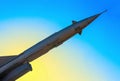 Rusty antiaircraft rocket of a surface-to-air missile system are Royalty Free Stock Photo