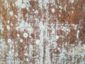 Rusty background of metal surface covered in dirty rust, damaged overtime with rough texture, stains and uneven vintage surface in