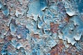 Rusty background. A rusty old metal plate with cracked blue gloss paint Royalty Free Stock Photo