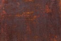 Rusty background. Old rusty metal sheet. Red rusted wall of the garage. Brown Grunge texture. Royalty Free Stock Photo