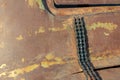Rusty background. on rusty metal is an old motor chain. time concept Royalty Free Stock Photo
