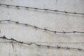 Rusty barbed wire on concrete wall background Royalty Free Stock Photo