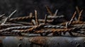 Rusty barbed wire on a concrete wall, prison, Generative AI