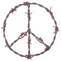 Rusty barbed wire peace sign Royalty Free Stock Photo