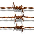 Rusty barbed wire with sharp points on white background Royalty Free Stock Photo