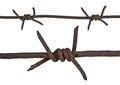 Rusty barbed wire on white background Royalty Free Stock Photo