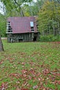 Rusty Barn, Fall Leaves vertical