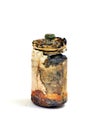rusty battery on white, energy and pollution theme Royalty Free Stock Photo