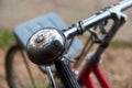 Rusty Bell and handlebar on an old abandoned bike. Royalty Free Stock Photo