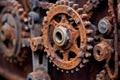 rusty bike chain and gears close-up