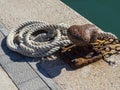 rusty bitt in the harbor of Ibiza on a sunny day Royalty Free Stock Photo