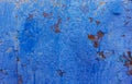 Rusty blue abstract texture, metallic door with shabby blue paint background, painted metal with rust Royalty Free Stock Photo