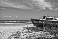 Rusty Boat on the shore of Black Sea Royalty Free Stock Photo