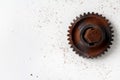 Rusty bolt, nut and gear wheel made of chocolate isolated on white background Royalty Free Stock Photo