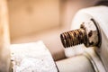 Rusty bolt and nut of water heater pipe Royalty Free Stock Photo