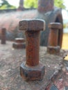 Rusty bolt, part of an abandoned train wreck Royalty Free Stock Photo
