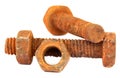 Rusty bolts with nuts