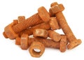 Rusty bolts with nuts