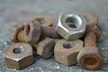 Rusty bolts and nuts