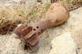 Rusty bomb shell case Royalty Free Stock Photo
