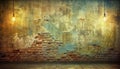 Rusty brick wall design, abstract pattern on old fashioned built structure generated by AI