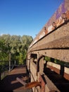 Rusty old bridge in the blue summer sky Royalty Free Stock Photo