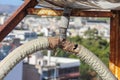 Broken leaking pipe of a solar panel