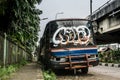 Rusty bus wreckage abandon photo taken in jakarta indonesia