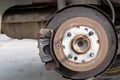 rusty car wheel break disk. car part