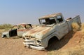 Rusty car wreck at last station in Namib desert Royalty Free Stock Photo