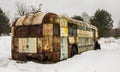 Rusty Caravan in Chernobyl in Wintertime