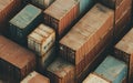 Rusty Cargo Containers Stacked High Royalty Free Stock Photo