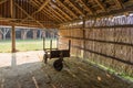 Rusty cart in a drying shed of an abandoned brickyard Royalty Free Stock Photo