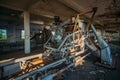 Rusty cart in old abandoned silo elevator in Eshera, Abkhazia