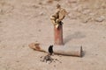 Rusty cartridge with gunpowder Royalty Free Stock Photo