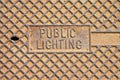 Rusty cast iron manhole covers for utility structures and public Royalty Free Stock Photo